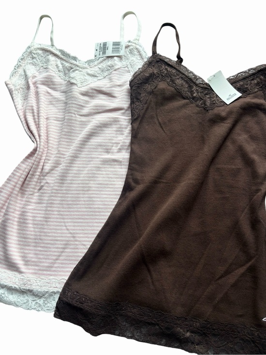 Hollister Tops - NWT Hollister Cami Bundle Lace-Trim Chocolate Brown Pink White Stripes Y2K S